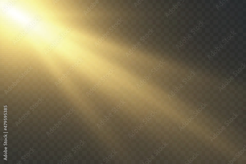 Vector transparent sunlight special lens flash light effect.front sun lens flash. Vector blur in the light of radiance. Element of decor.