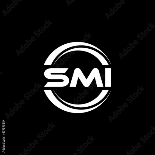 SMI letter logo design with black background in illustrator, vector logo modern alphabet font overlap style. calligraphy designs for logo, Poster, Invitation, etc.	 photo