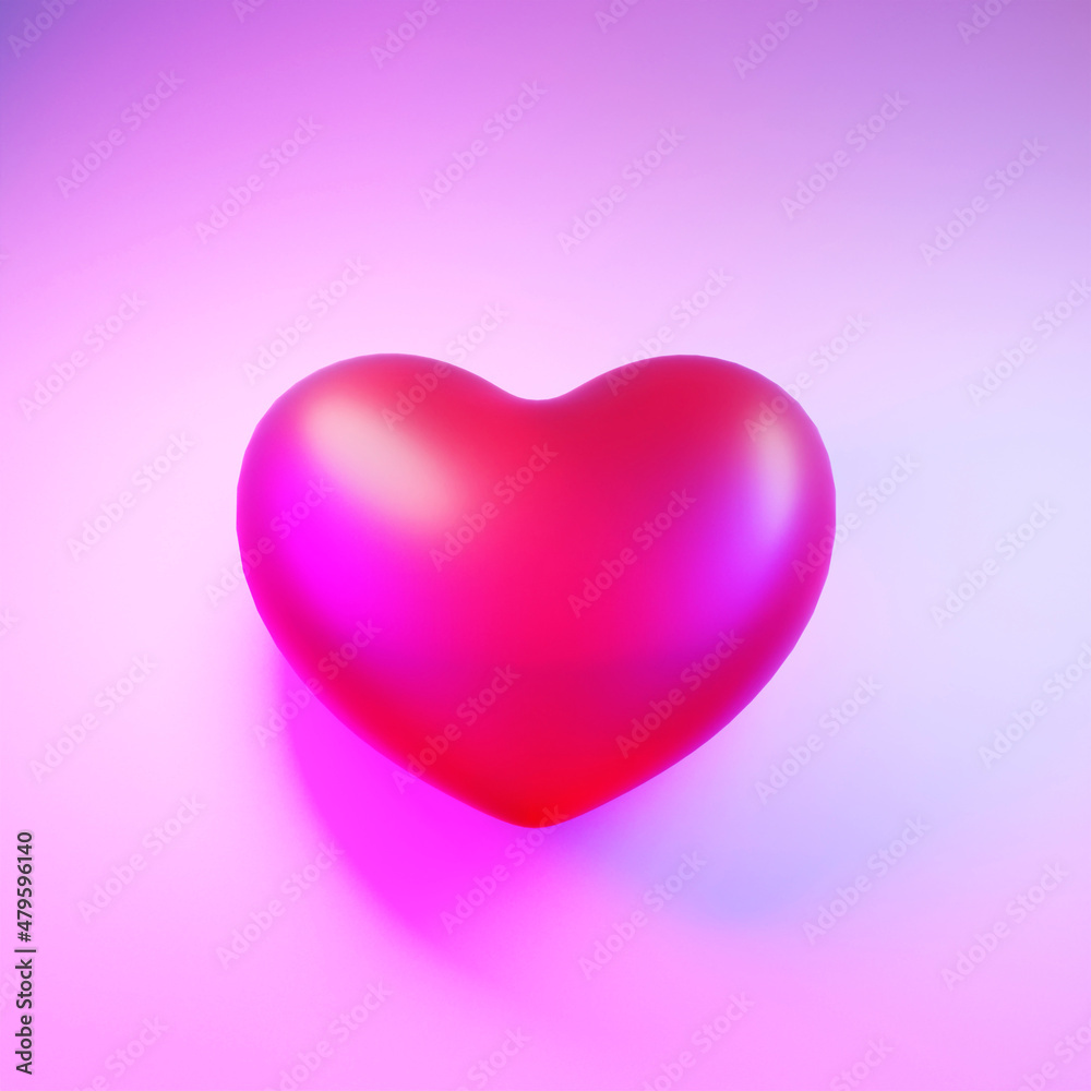 Big Pink Heart, Isolated On White Background, 3d render