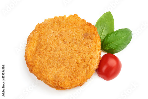 Fried Chicken Cordon bleu in breadcrumbs, isolated on a white background. photo