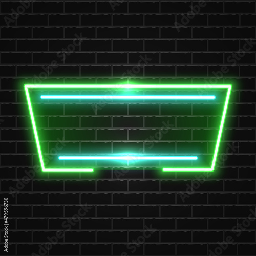 Futuristic Neon frame border on dark wall.