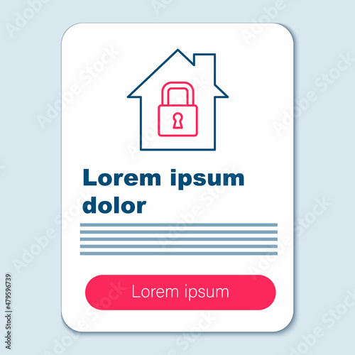 Line House under protection icon isolated on grey background. Home and lock. Protection, safety, security, protect, defense concept. Colorful outline concept. Vector