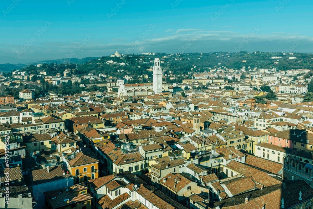 Fotos panorámicas de Verona desde lo alto de la torre Lamberti.