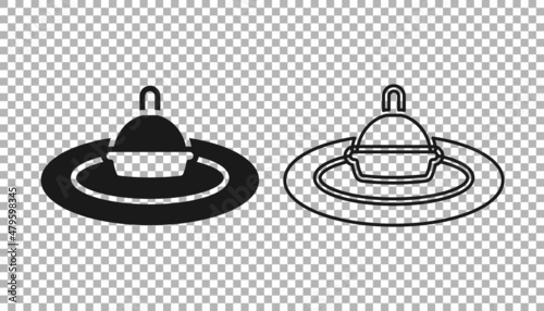 Black Fishing float in water icon isolated on transparent background. Fishing tackle. Vector