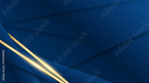 Abstract dark blue and gold luxury background