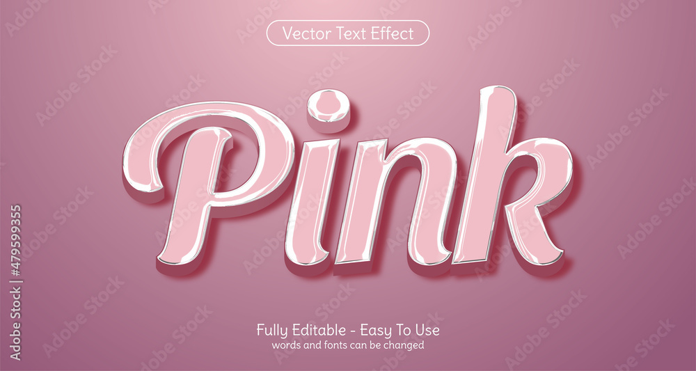 Creative 3d text Pink editable style effect template