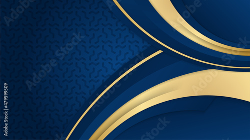 Abstract dark blue and gold luxury background