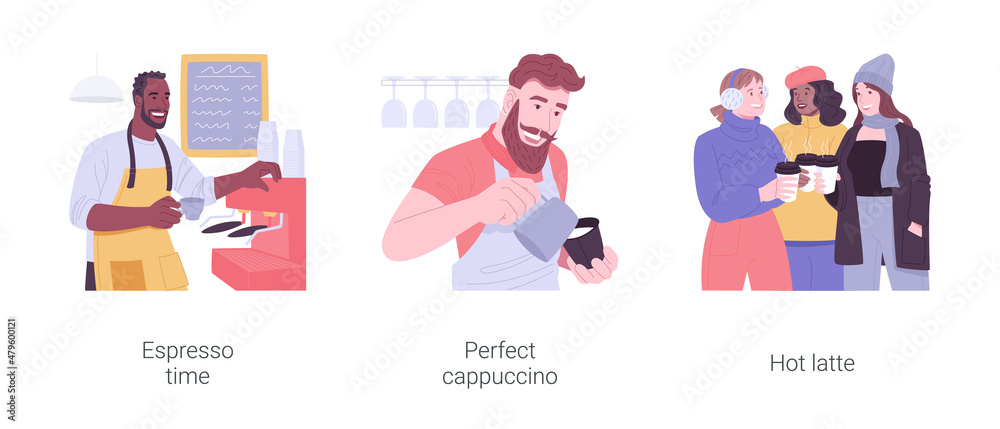 Coffee culture isolated cartoon vector illustrations set.