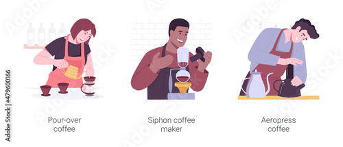 Specialty coffee isolated cartoon vector illustrations set.