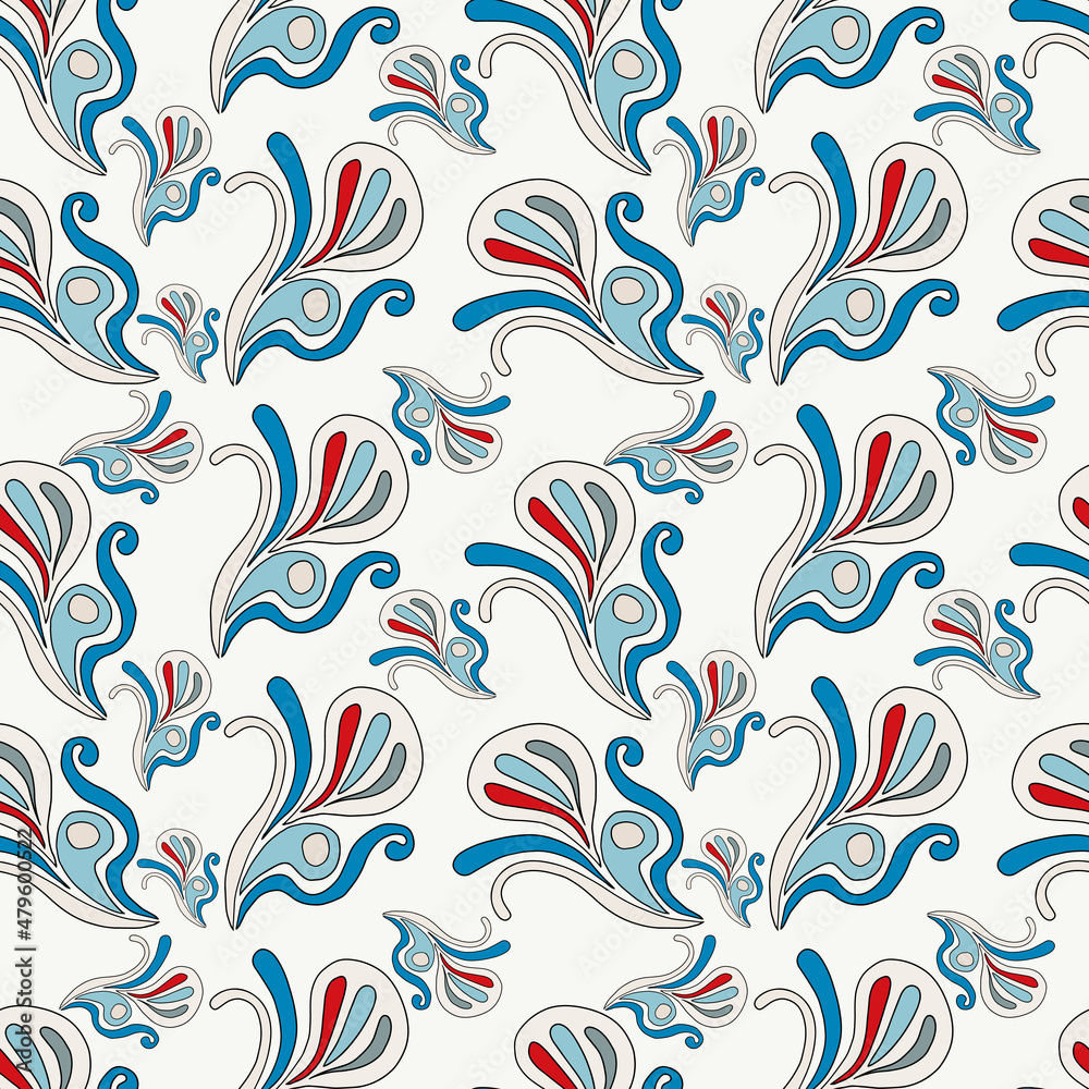 Abstract colorful doodle flower with curls seamless pattern. Fantasy floral background. Abstract colorful doodle flower with curls seamless pattern. Fantasy floral background.