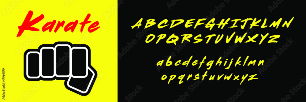 Retro Arcade FIghting font, vector alphabet 80s letters for karate games, retro video game typeface