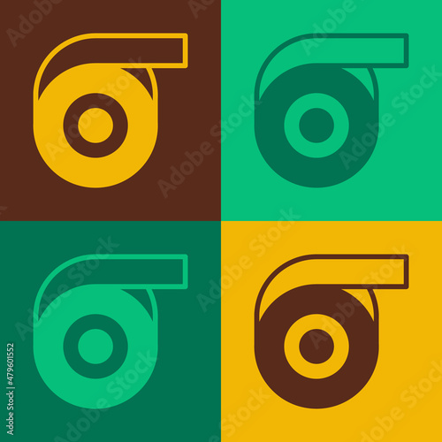 Pop art Scotch tape icon isolated on color background. Roll adhesive tape. Insulating tape. Vector