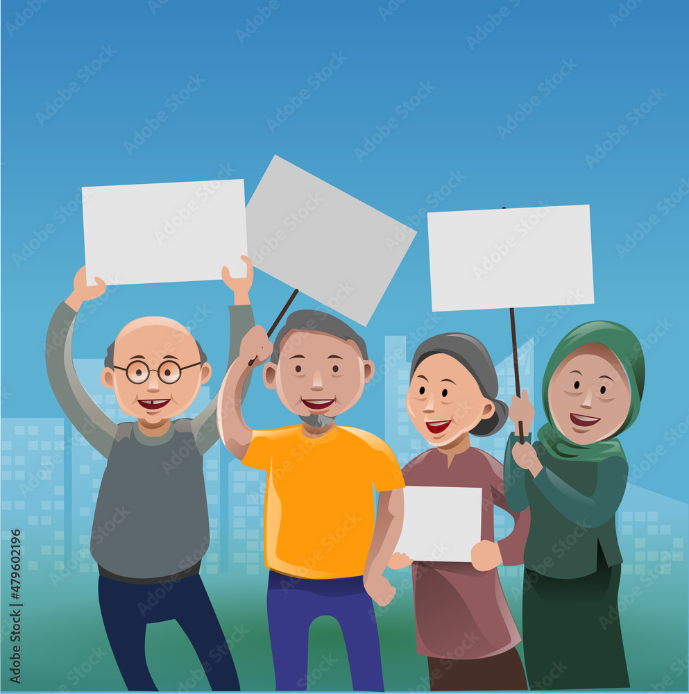 Several seniors demonstrated, Vector illustration. Several seniors demonstrated, Vector illustration.