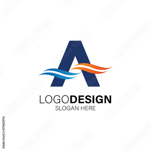 letter A for Air conditioner logo design. Hot and cold symbol