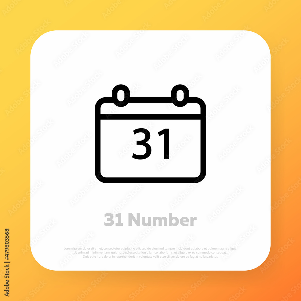 December 31 icon. Calendar date. New year evening. Vector line icon for Business and Advertising December 31 icon. Calendar date. New year evening. Vector line icon for Business and Advertising