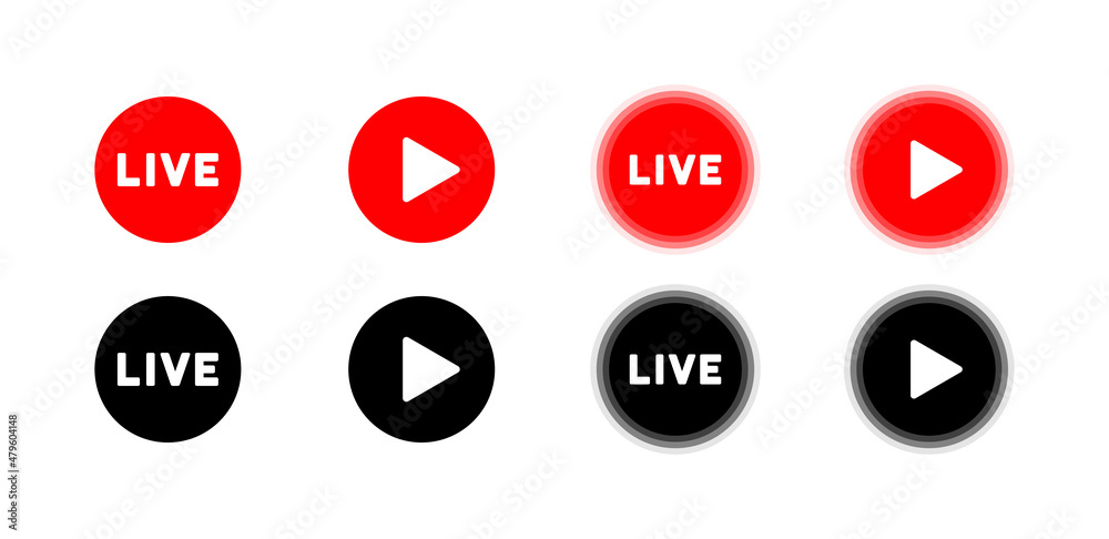 Live stream icon set. Broadcast lofo. Watching video or movie online. Vector line icon for Business and Advertising Live stream icon set. Broadcast lofo. Watching video or movie online. Vector line icon for Business and Advertising