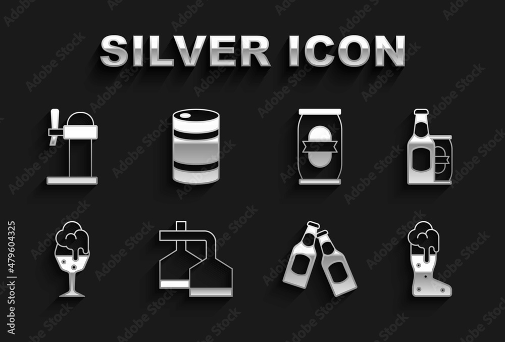 Set Beer brewing process, bottle and beer can, Boot glass, Glass of, Dispenser and Metal keg icon. Vector Set Beer brewing process, bottle and beer can, Boot glass, Glass of, Dispenser and Metal keg icon. Vector