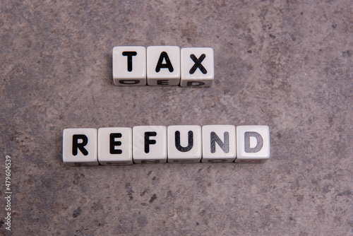 tax refund words in white