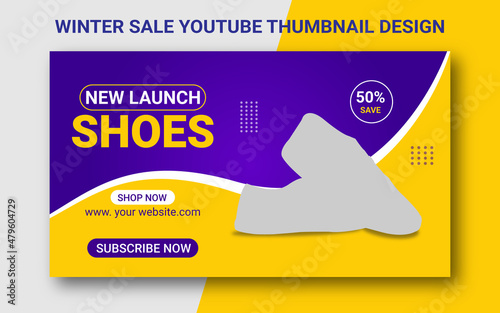 Winter sale Shoes YouTube thumbnail design for your business 2022