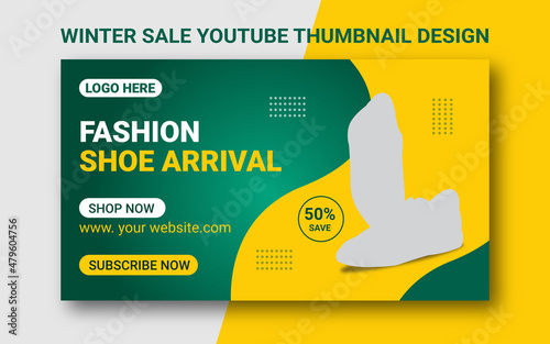 Winter sale Shoes YouTube thumbnail design for your business 2022