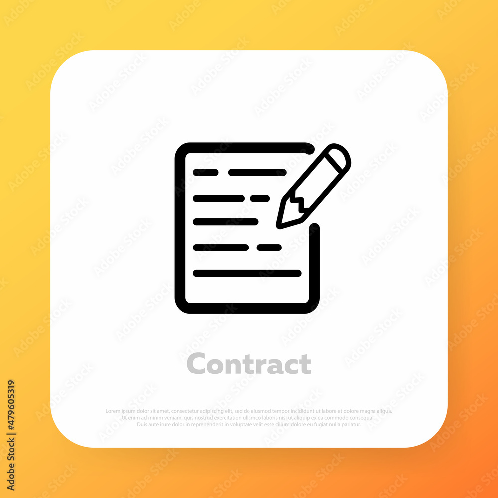 Contract icon. Official document. Job agreement. Vector line icon for Business and Advertising Contract icon. Official document. Job agreement. Vector line icon for Business and Advertising