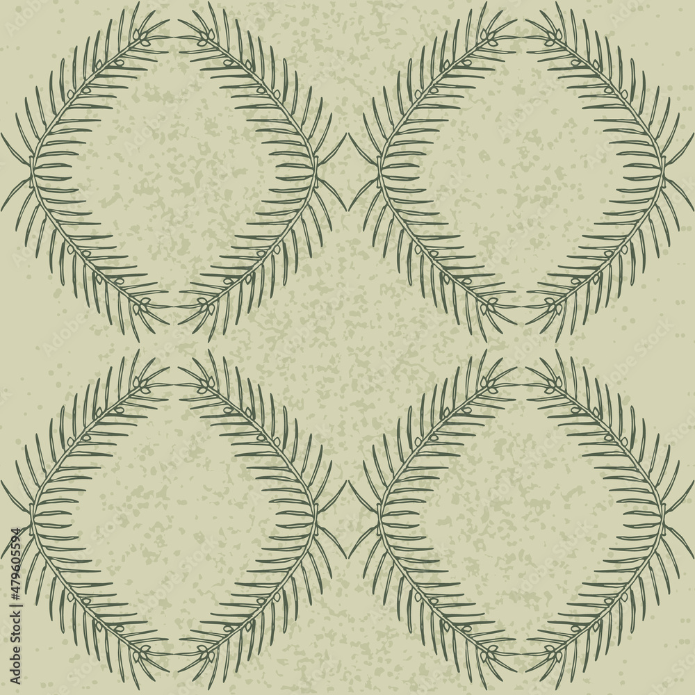 Fototapeta premium Pastel soft green folk style seamless pattern print. Vector illustration, digital background, surface design