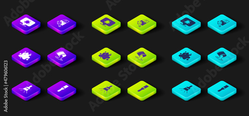 Set Paint brush, spray, bucket, Car painting and icon. Vector