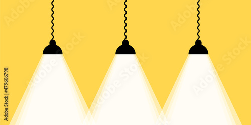 Lamp icon. Banner with empty place for your text. Spotlight. Vector line icon for Business and Advertising