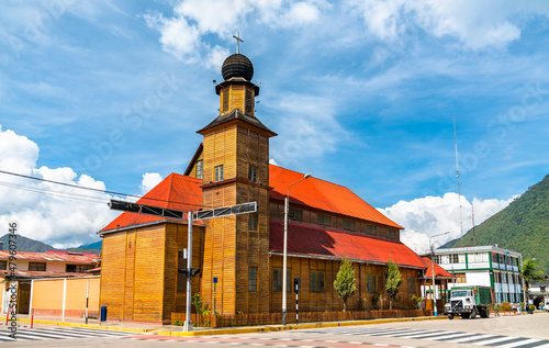 Austrian-style wooden church in Oxapampa, Peruvian Amazonia photo