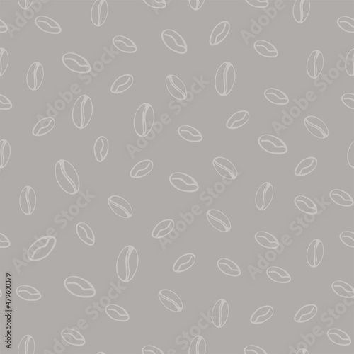 Coffee seamless pattern. Coffee beans contour vector illustration, flat style. Template for textiles, fabrics, covers, wallpaper, wrapping paper, etc.