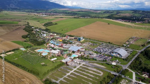 Aerial view of the Tatralandia swimming pool in the town of Liptovsky Mikulas in Slovakia photo