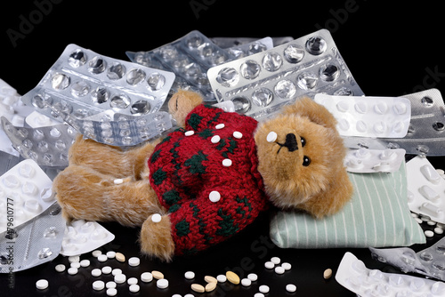 Teddy bear Tablets Empty medication blisters