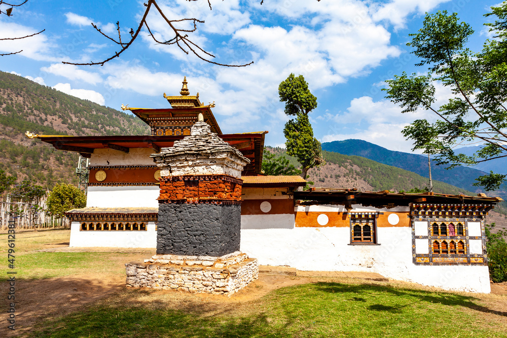 Exterior of Chimi Lhakhang monastery close to Punakha, Bhutan, Asia Exterior of Chimi Lhakhang monastery close to Punakha, Bhutan, Asia