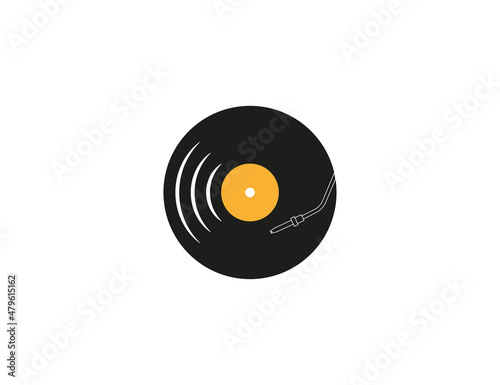 Music, vinyl, record icon. Vector illustration. Flat design.