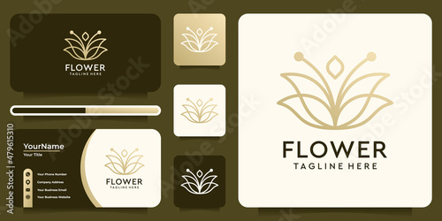 Flower feminine luxury gold logo vector