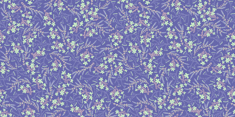 Crédence de cuisine Pantone 2022 very peri Floral seamless pattern with trend color. Very peri color. Vector illustration  © Nina_V