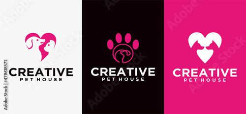 pet cat dog logo, pet house pet dog logo vector logo