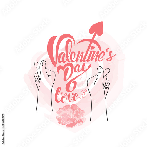 love greeting design with hand symbol of Saranhae as Valentine's Day photo