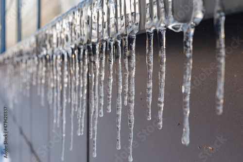 Ice icicles on a winter day.