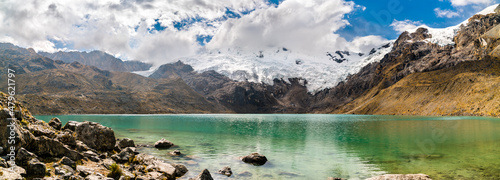 Lake and glacier at the Huaytapallana mountain range in Huancayo - Junin, Peru photo