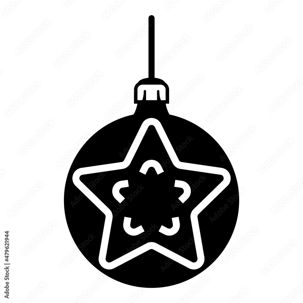 Christmas Tree Decoration Flat Icon Isolated On White Background