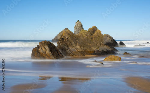 Rocks on the beach of Laga, Bizkaia photo