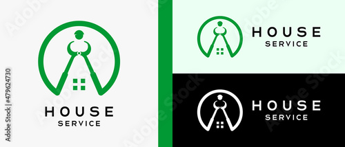 home improvement renovation service logo template. pliers with a silhouette in a circle. premium vector logo illustration
