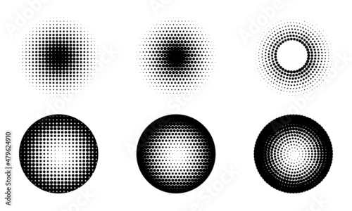 Set of halftone circles. Halftone background. Abstract backdrop of dots. Vector © Ihor