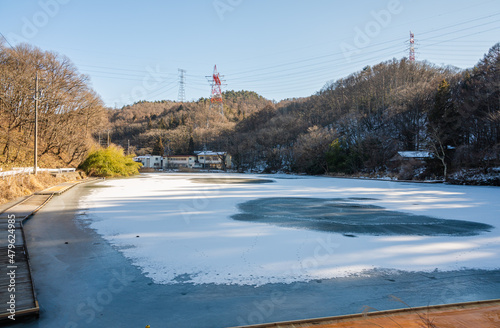 凍った田川浦湖