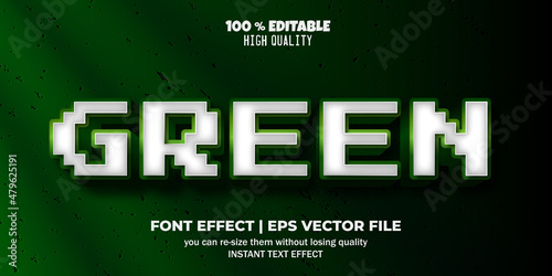 Green pixel editable text effect