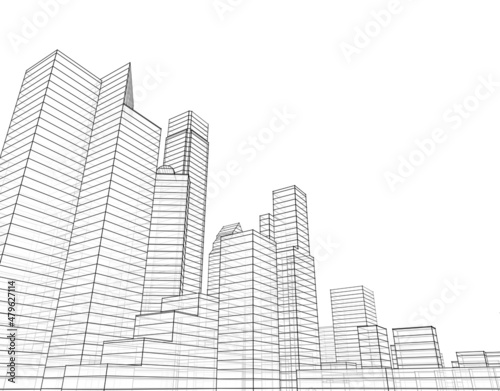 sketch of skyscrapers