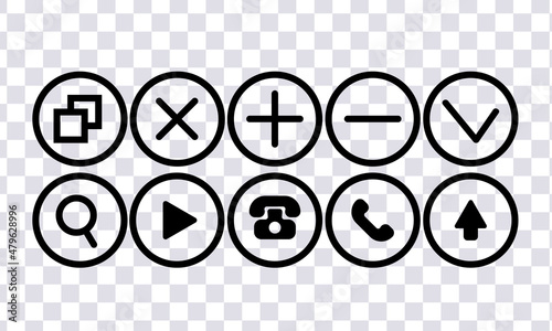 Set of black web icons for web design. Vector set isolated on transparent background.
