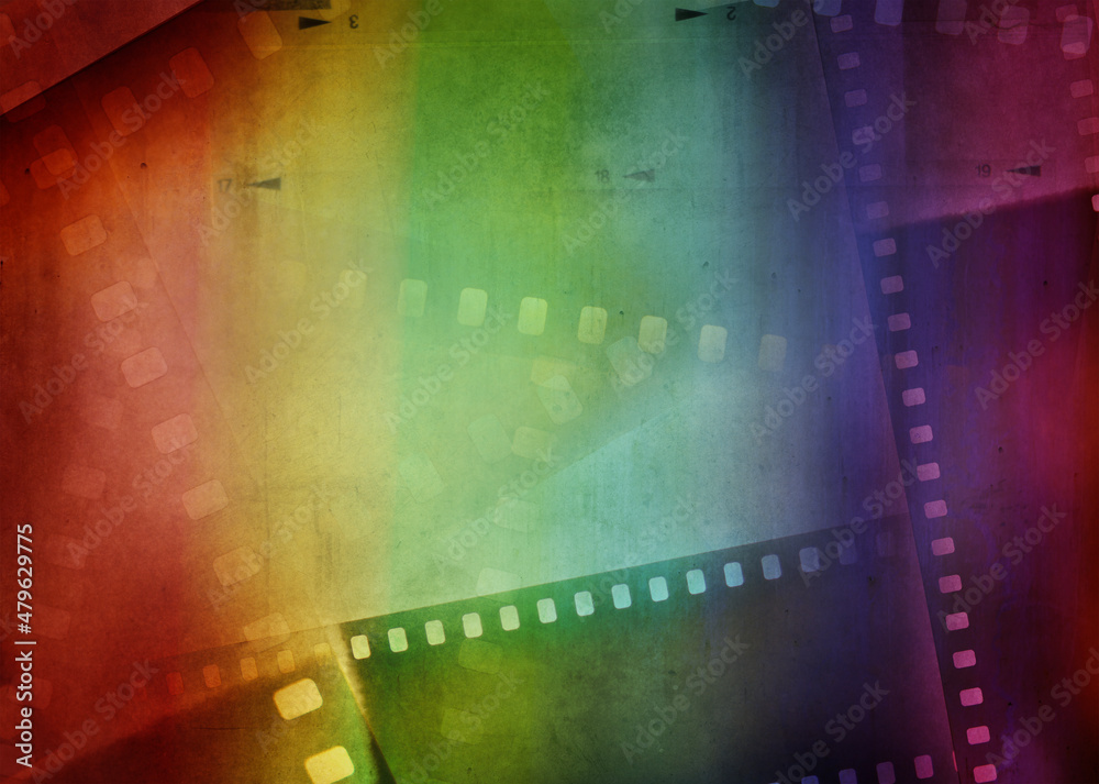 Colorful film strip filmstrip frames background