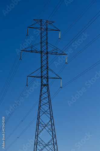High Power Lines against a Blue Sky